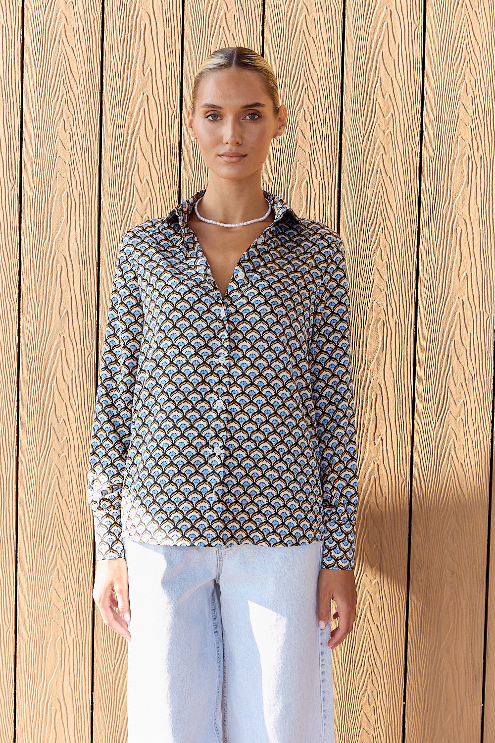 Blue loose fit blouse