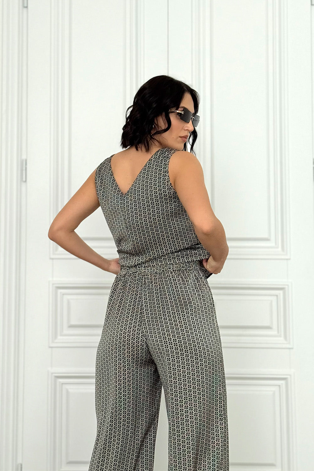 Black silk suit