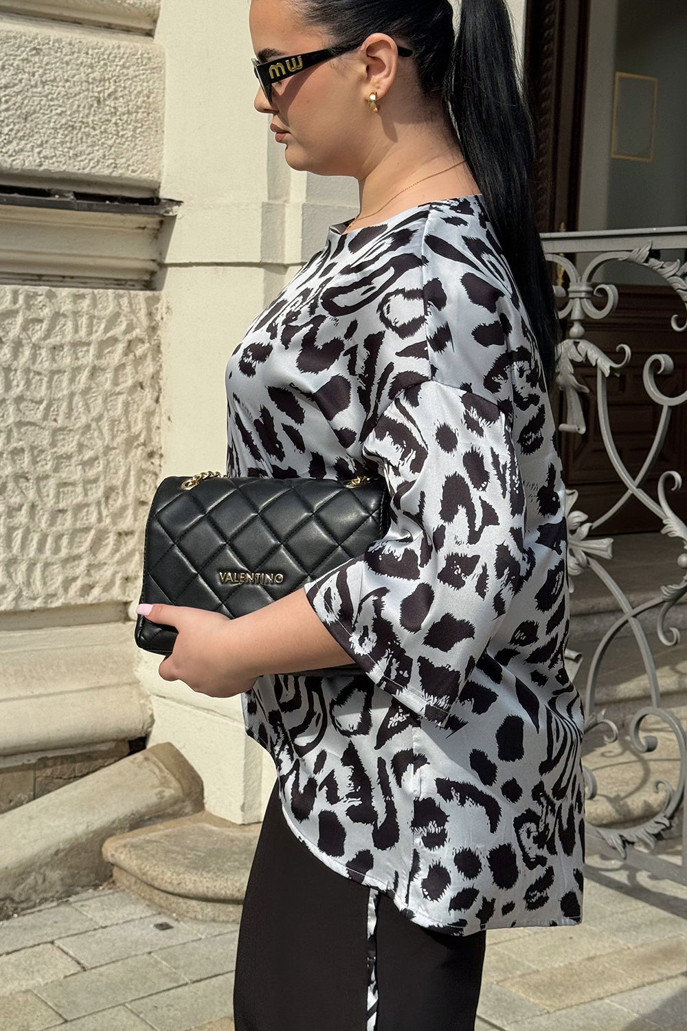 Black silk suit