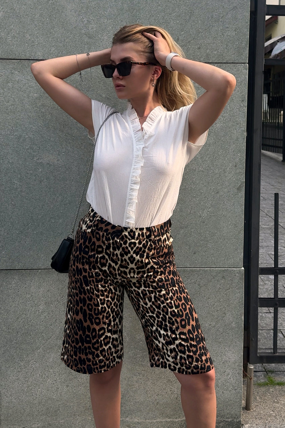 Leopard Print Long Shorts