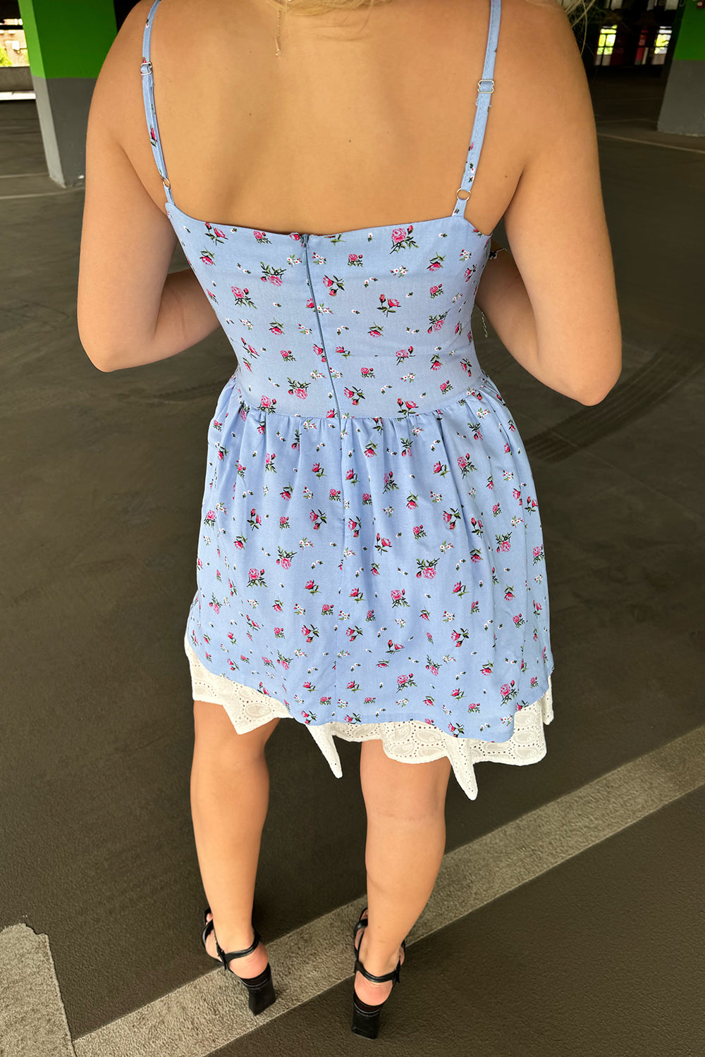 Blue sarafan with additional lining made of seam