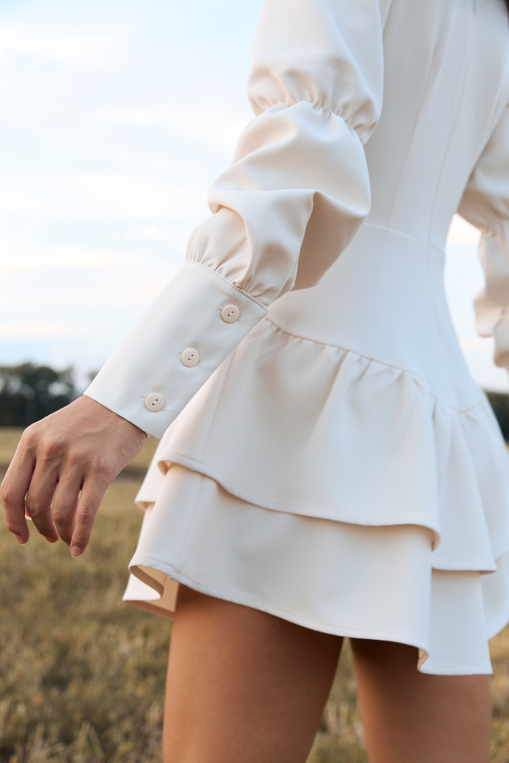 Ivory dress with puffy sleeves