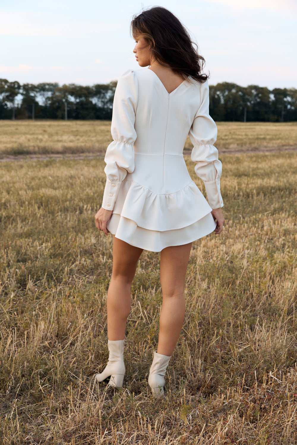 Ivory dress with puffy sleeves