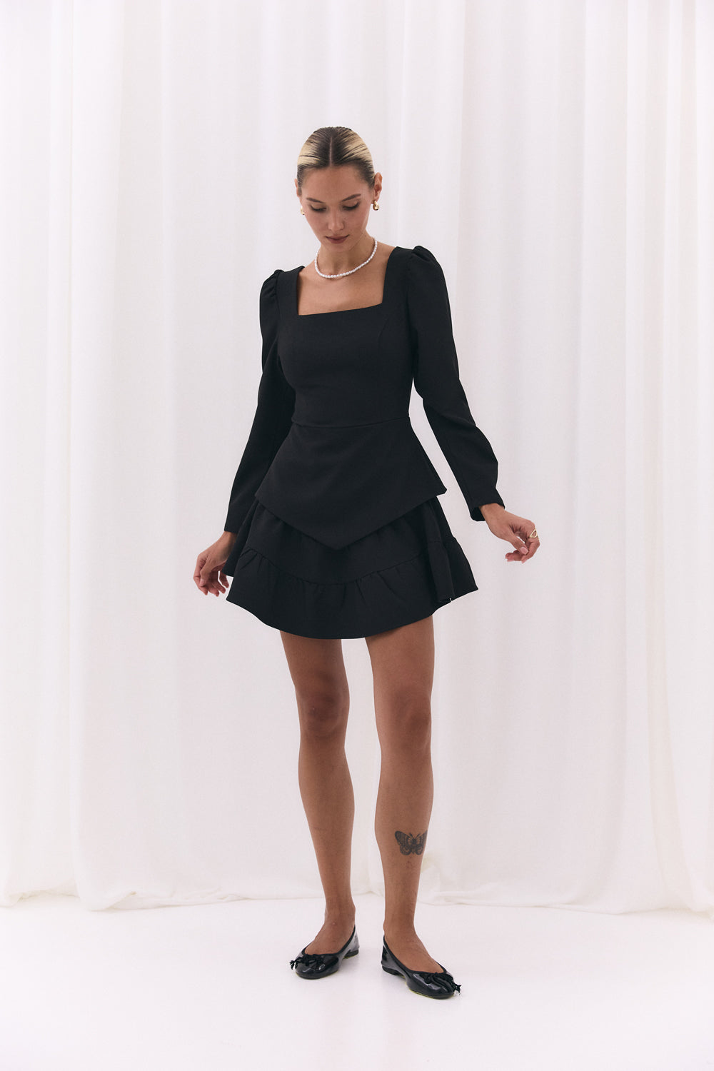 Black skirt with a shaped yoke