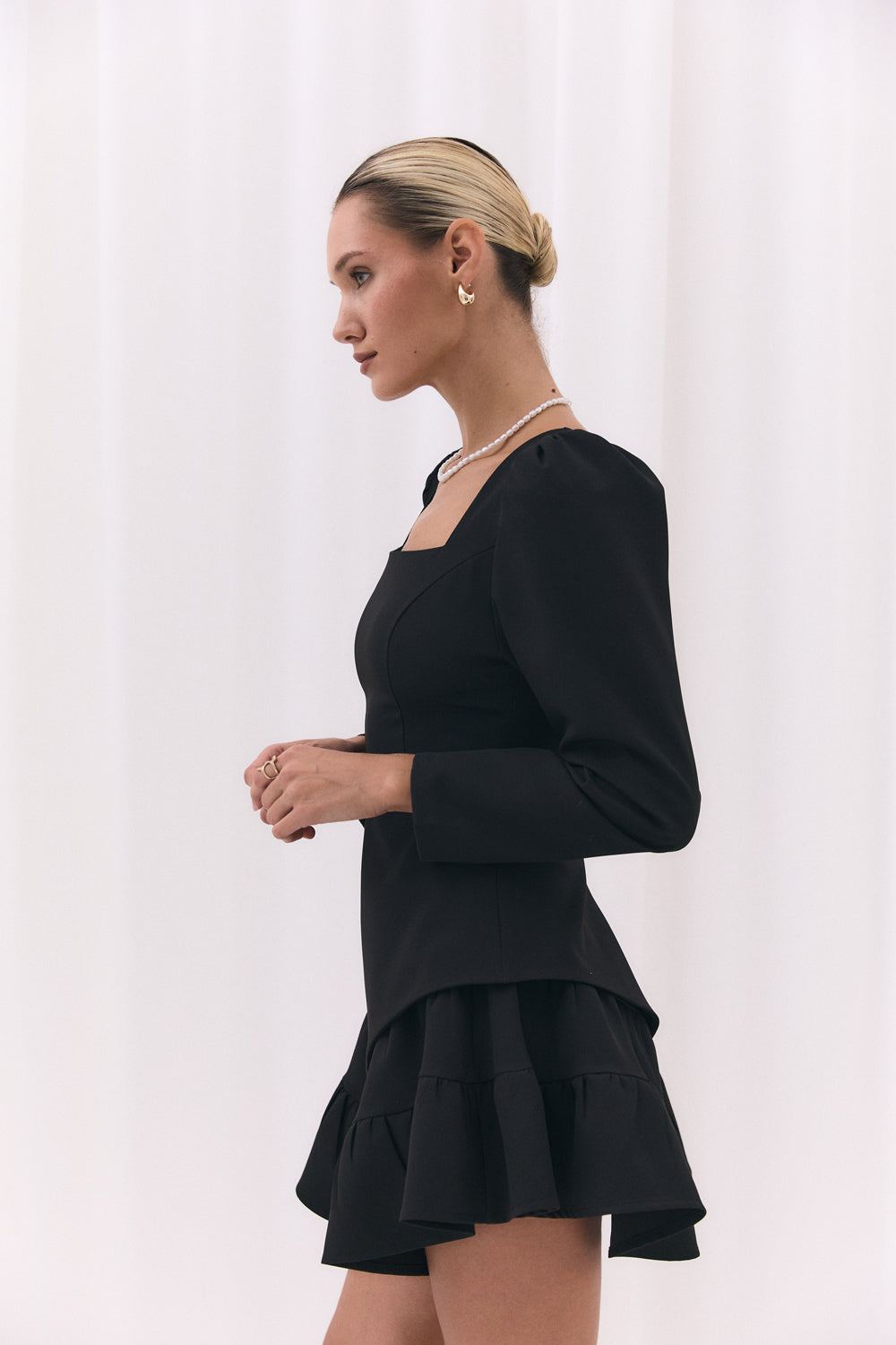 Black skirt with a shaped yoke