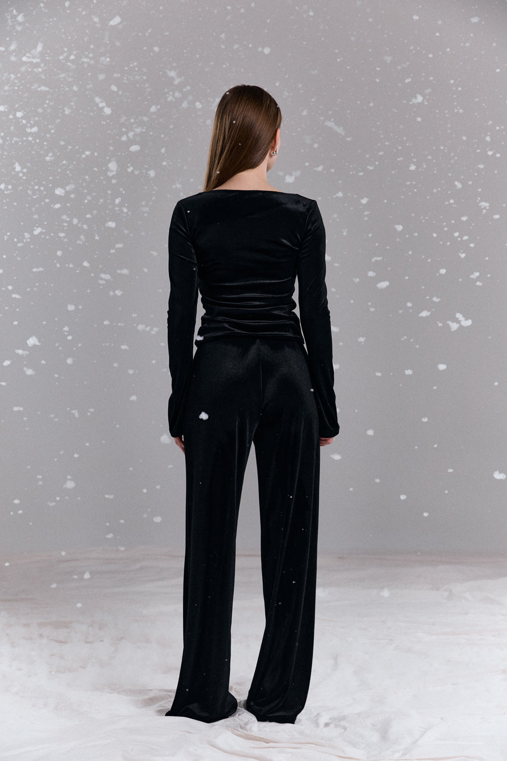 Black stretch velour suit