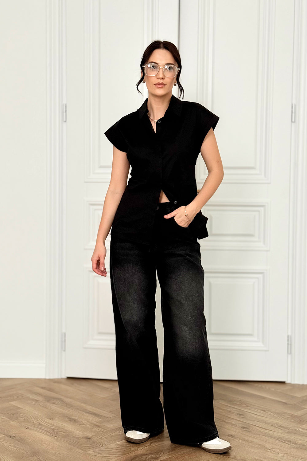 Black cotton blouse