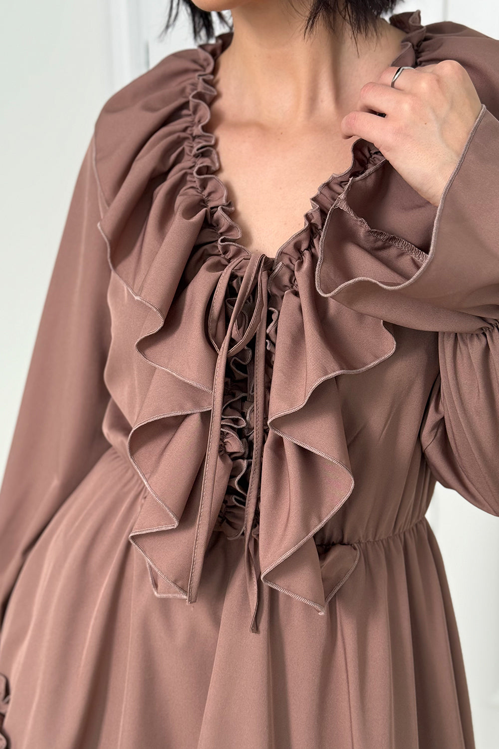 Light dress with ruffles in the color "Mocha"