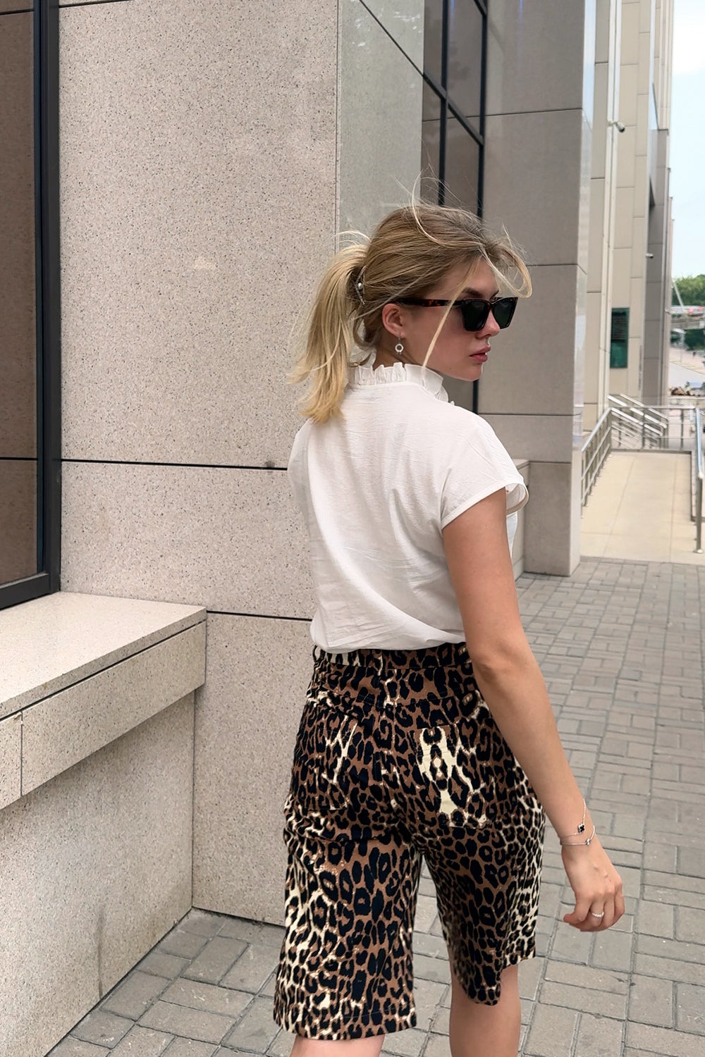 Leopard Print Long Shorts