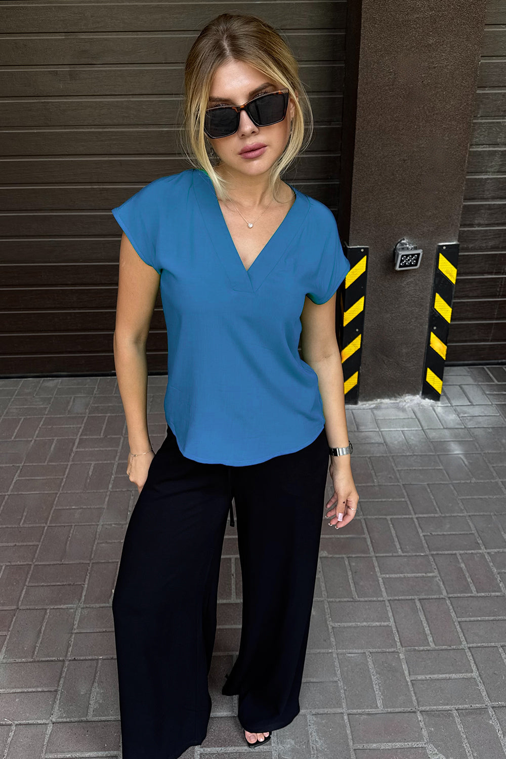 Blue Staple Blouse