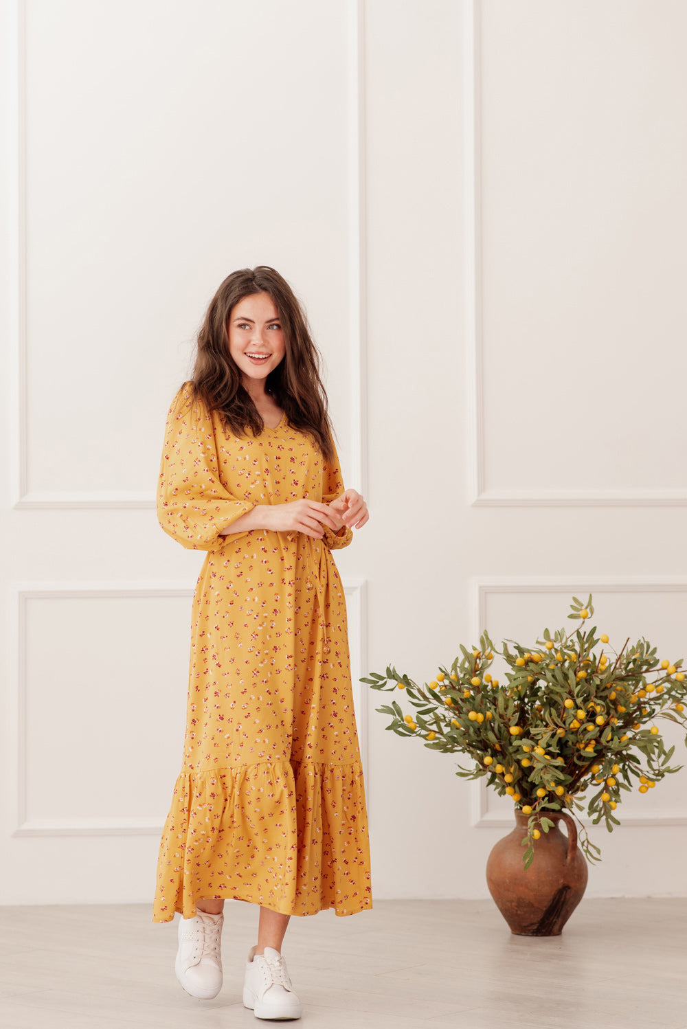 Robe longue jaune