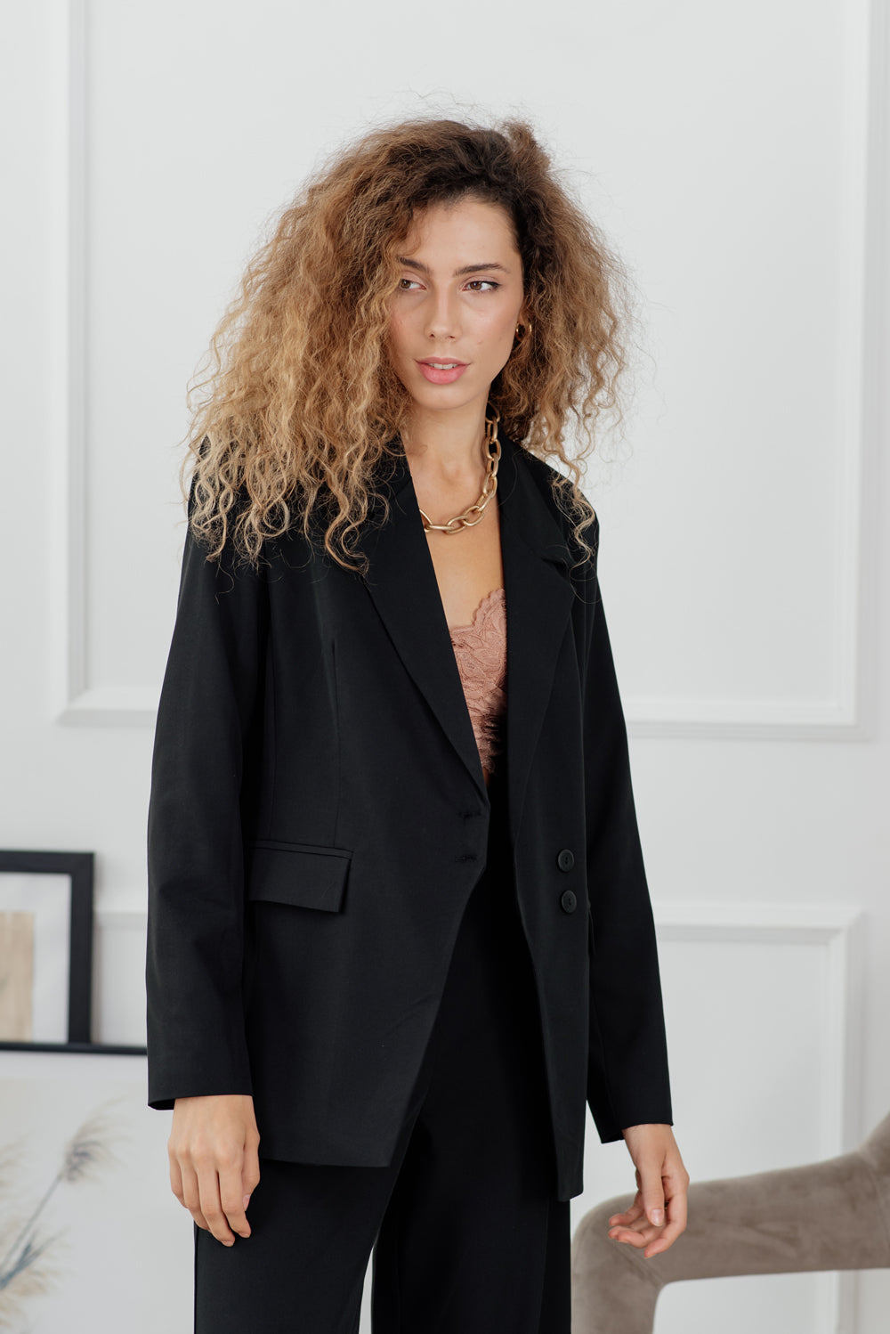 Blouson noir boutonné