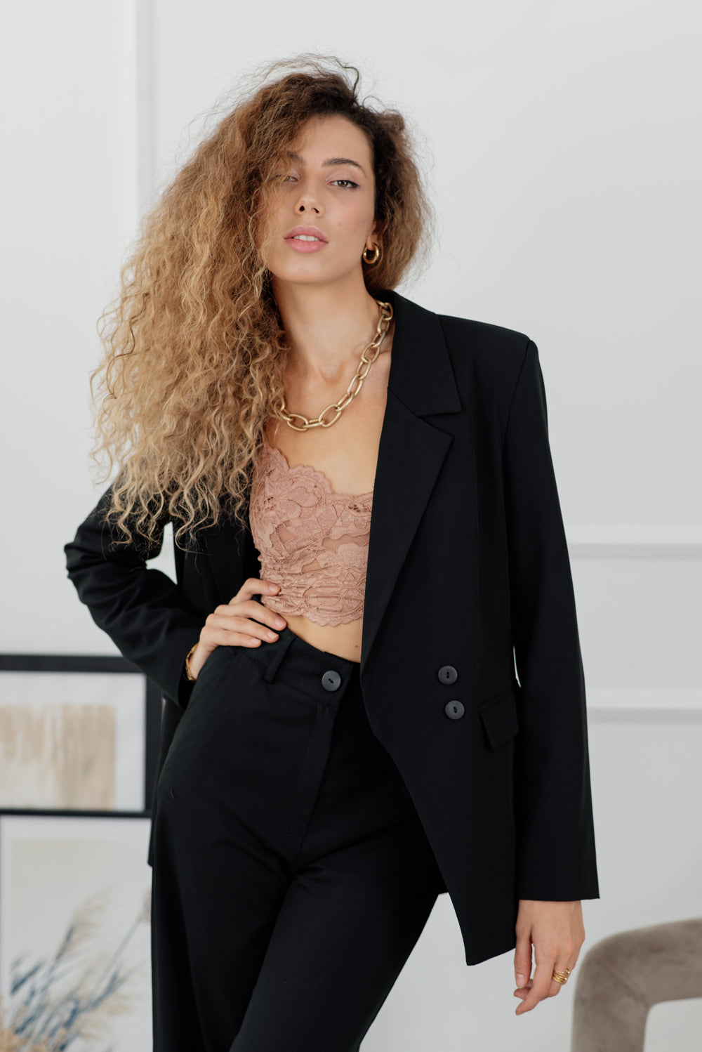 Blouson noir boutonné