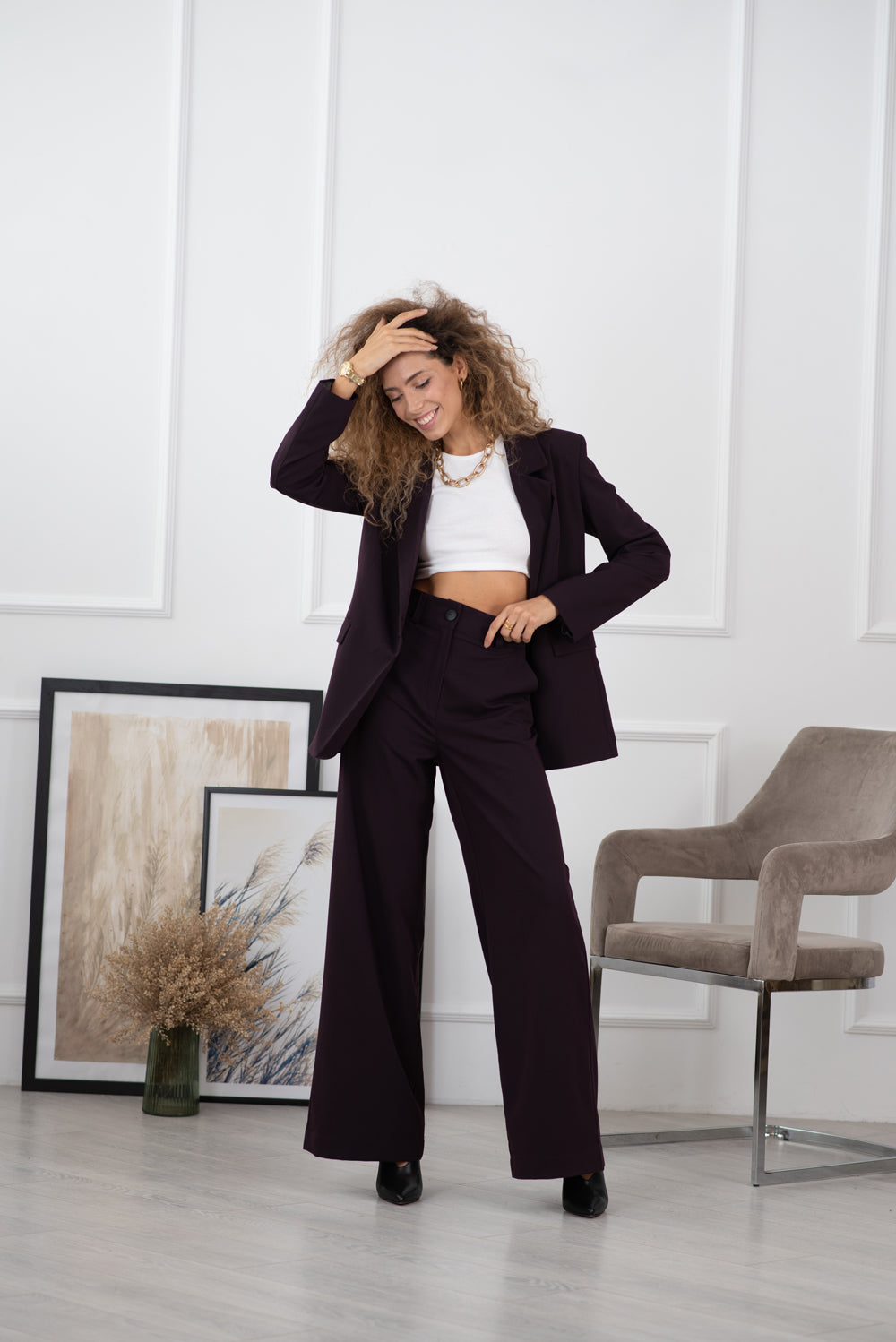 Blazer de prune cu gulera