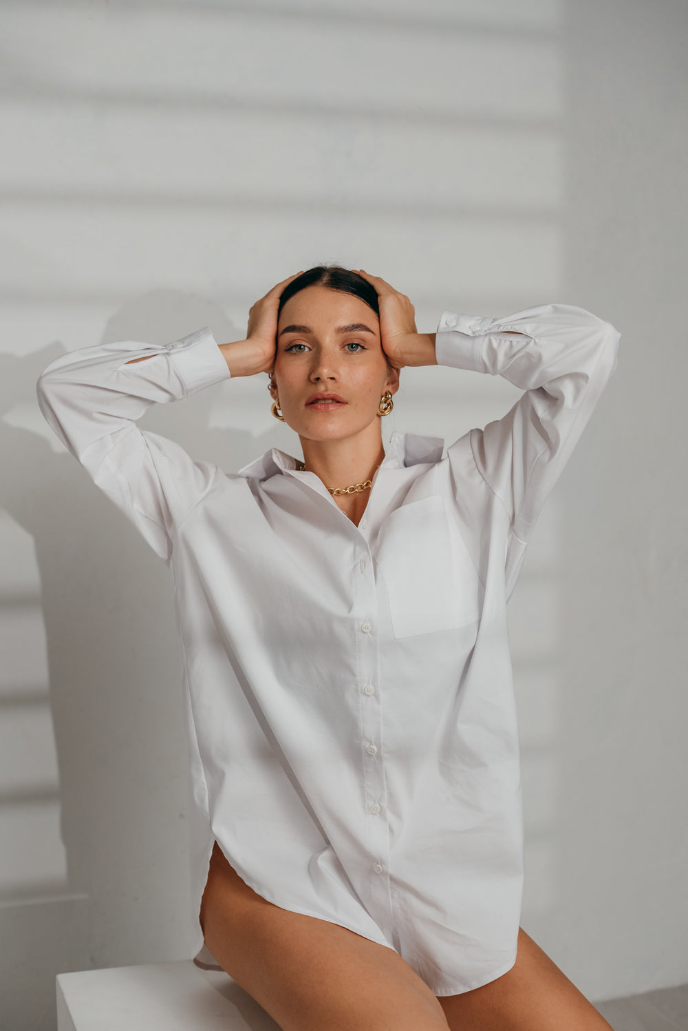 White cotton oversize shirt