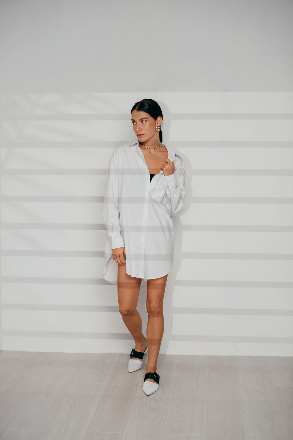 White cotton oversize shirt