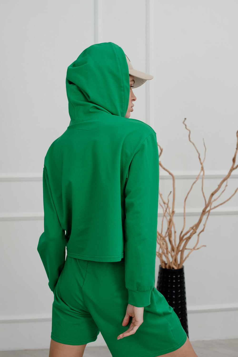 Green blended cotton jersey suit