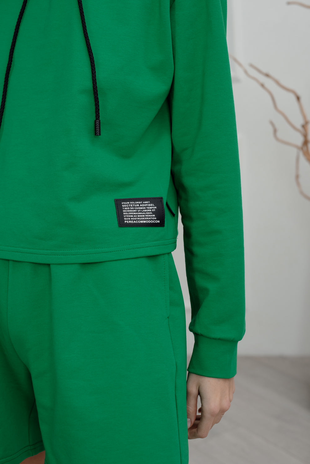 Green blended cotton jersey suit