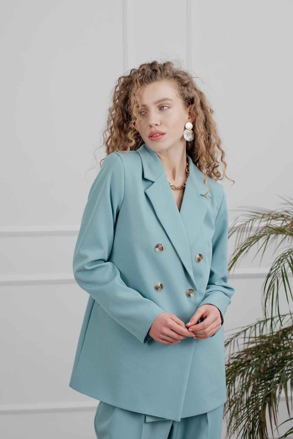 Mint-Zweireiher-Jacke