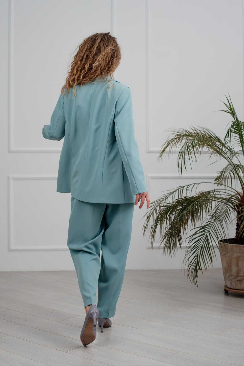 Mint-Zweireiher-Jacke