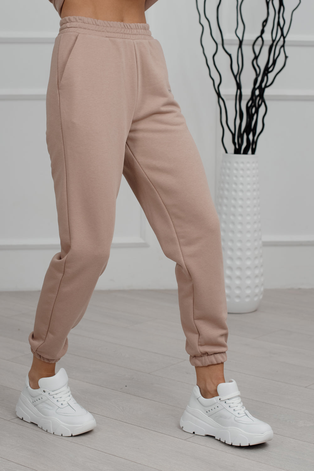 High-waisted joggers.