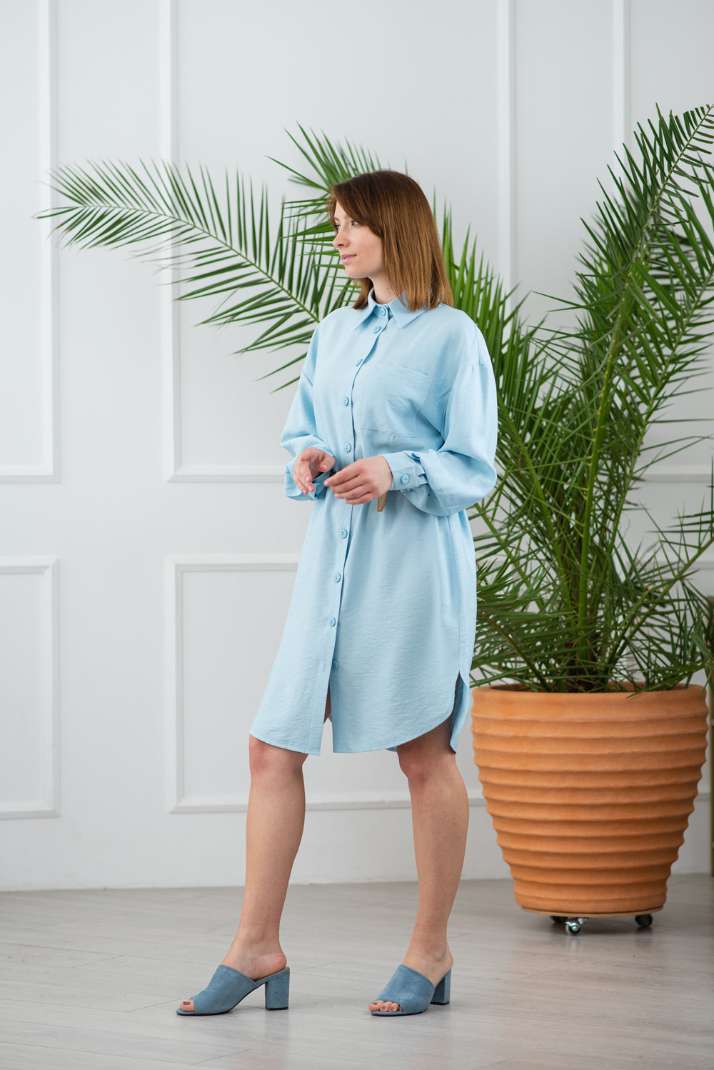 Robe-chemise décontractée bleu clair