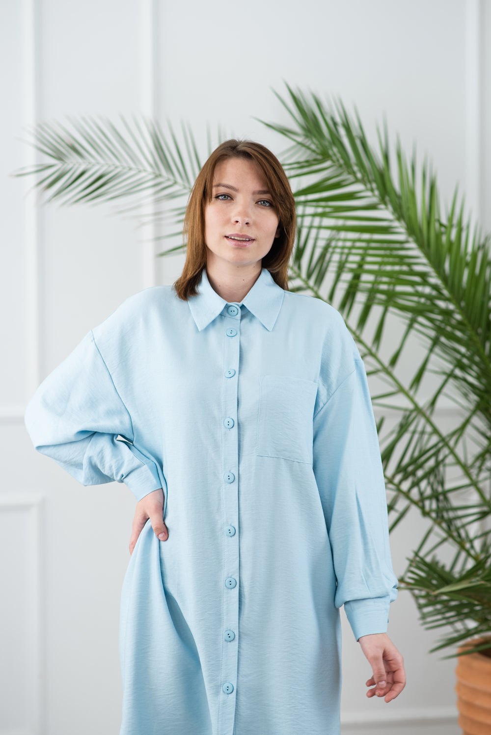 Robe-chemise décontractée bleu clair