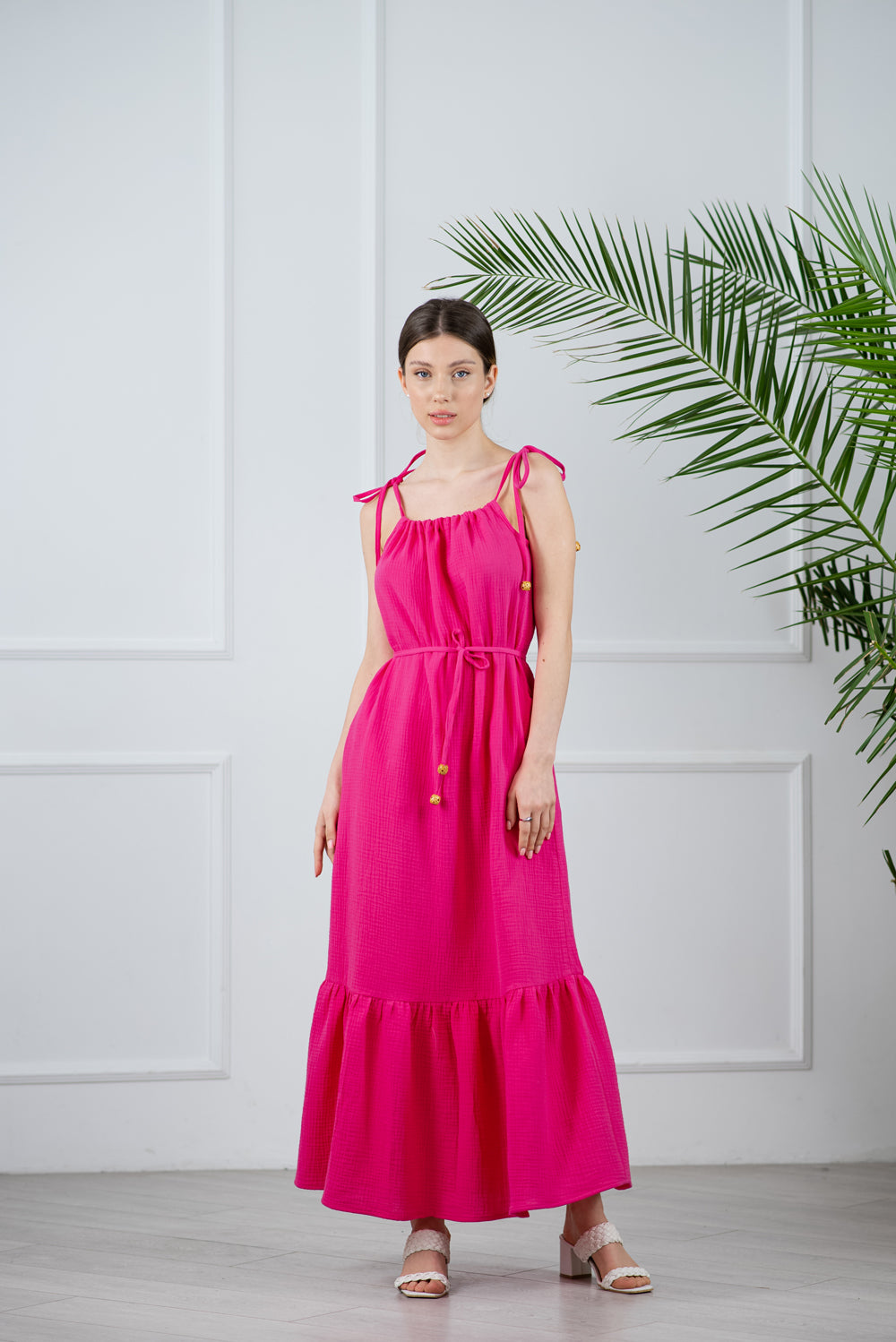 Maxi vestido de verano en fucsia