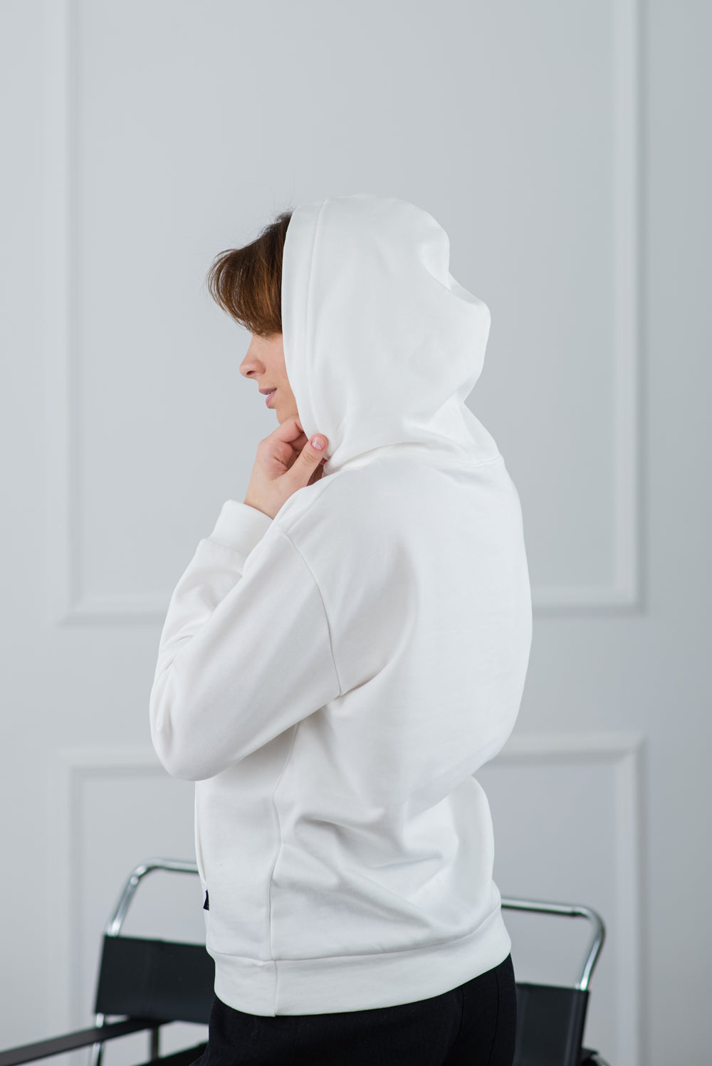 Stylish Women's «Доброго вечора» Hoodie (Milk/Black)