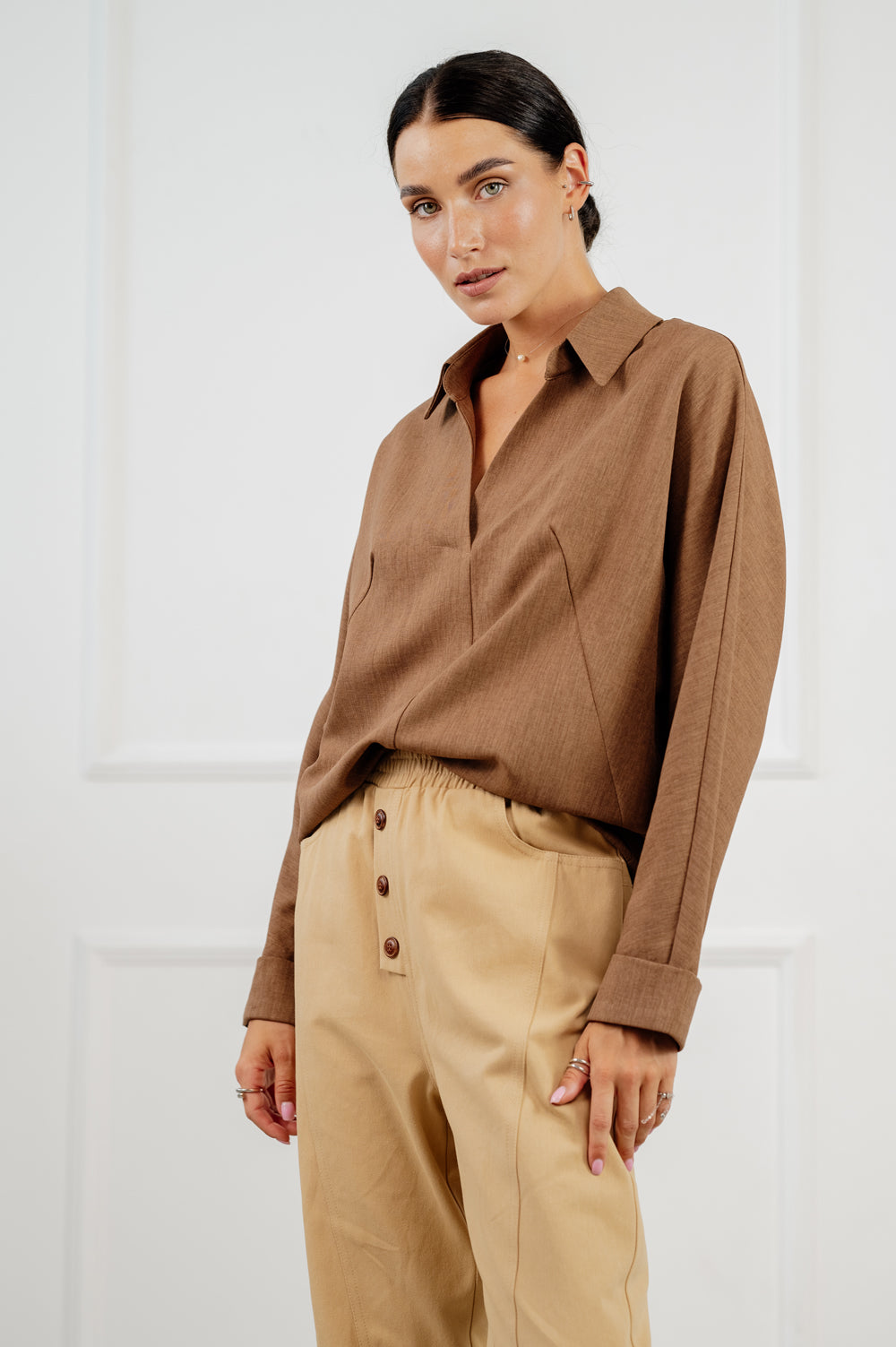 Casual mocha coloured blouse