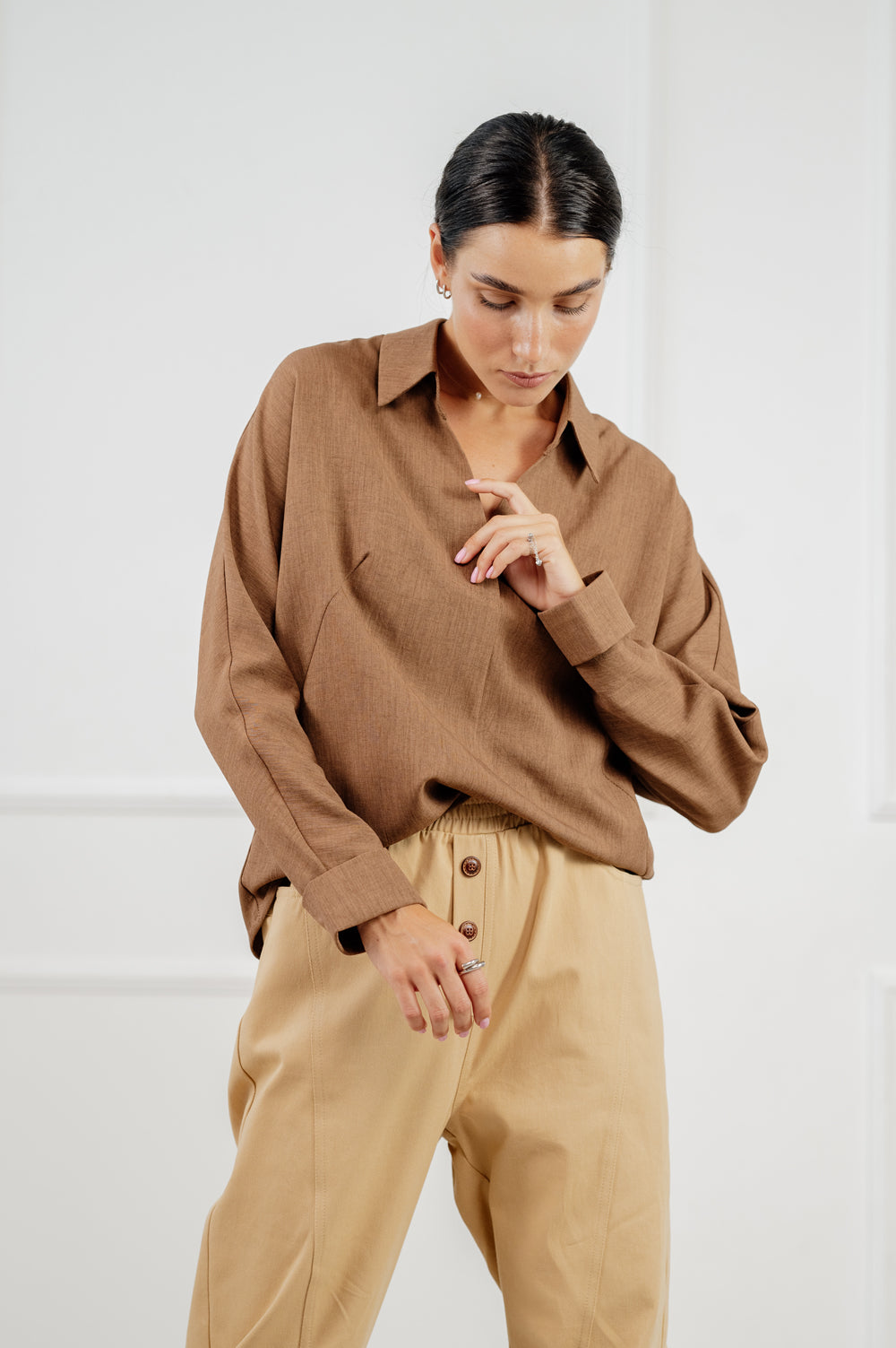 Casual mocha coloured blouse