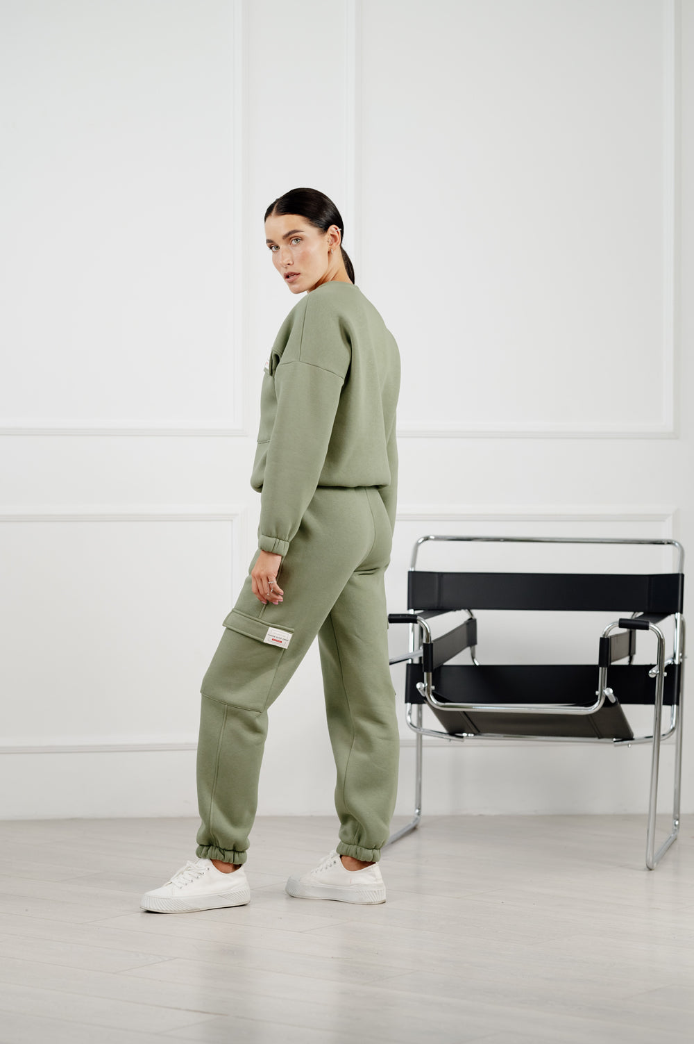 Warme Jersey Cargo hose in Khaki