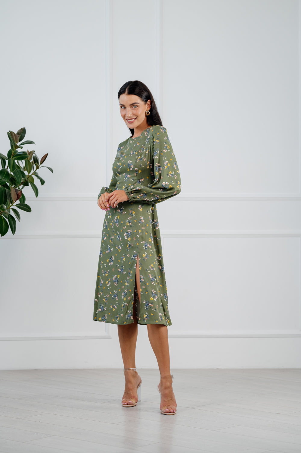 Robe midi coupe slim à l'ombre de l'avocat et style décontracté