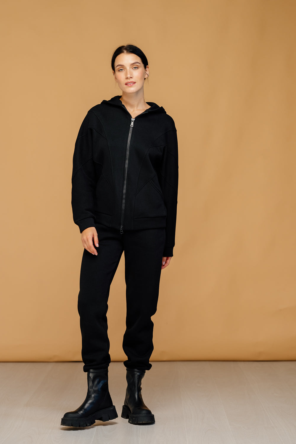 Schwarzes Fleece-Sweatshirt