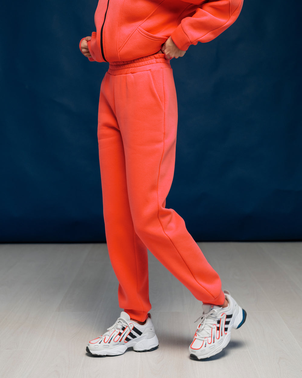 Orange casual pants with fleece