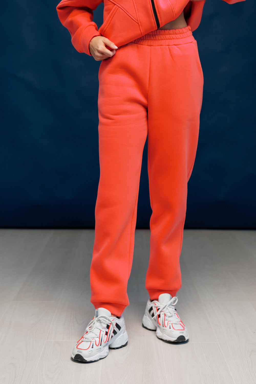 Orange casual pants with fleece