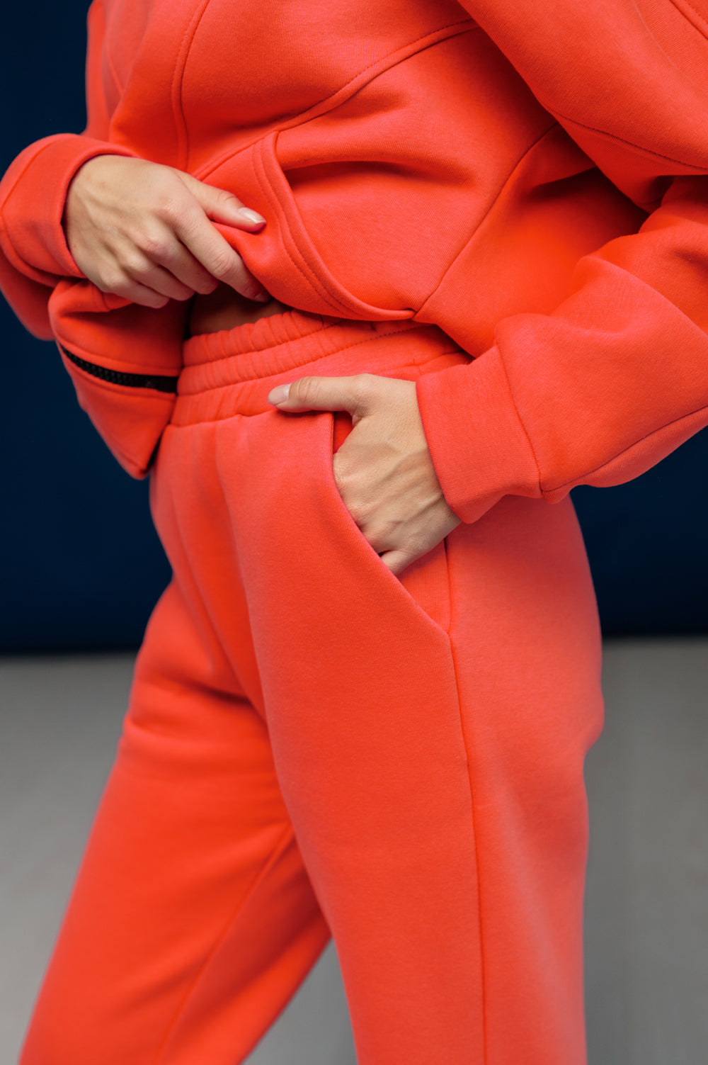 Orange lässige Hose mit Fleece