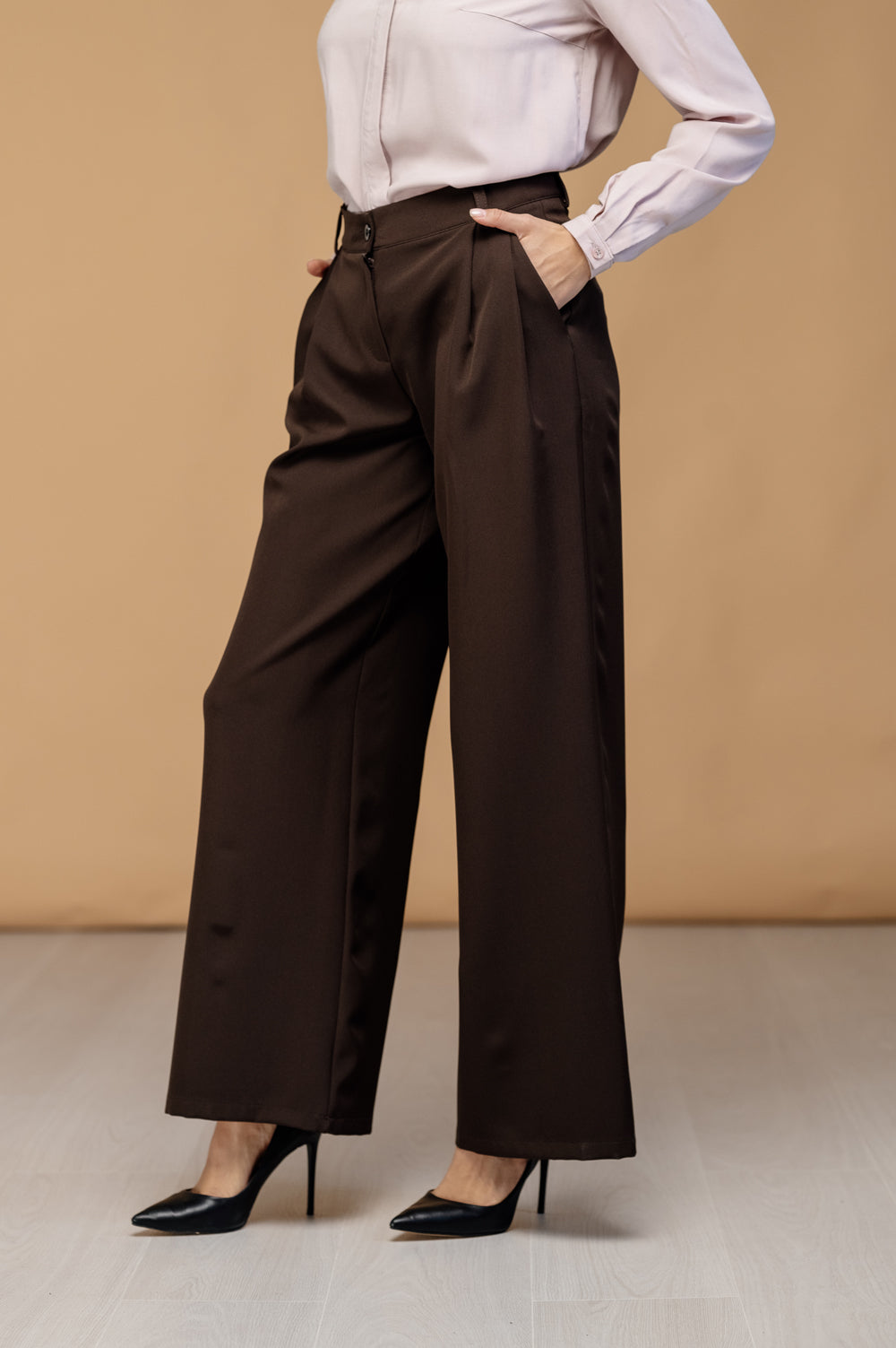 Pantalon large en chocolat