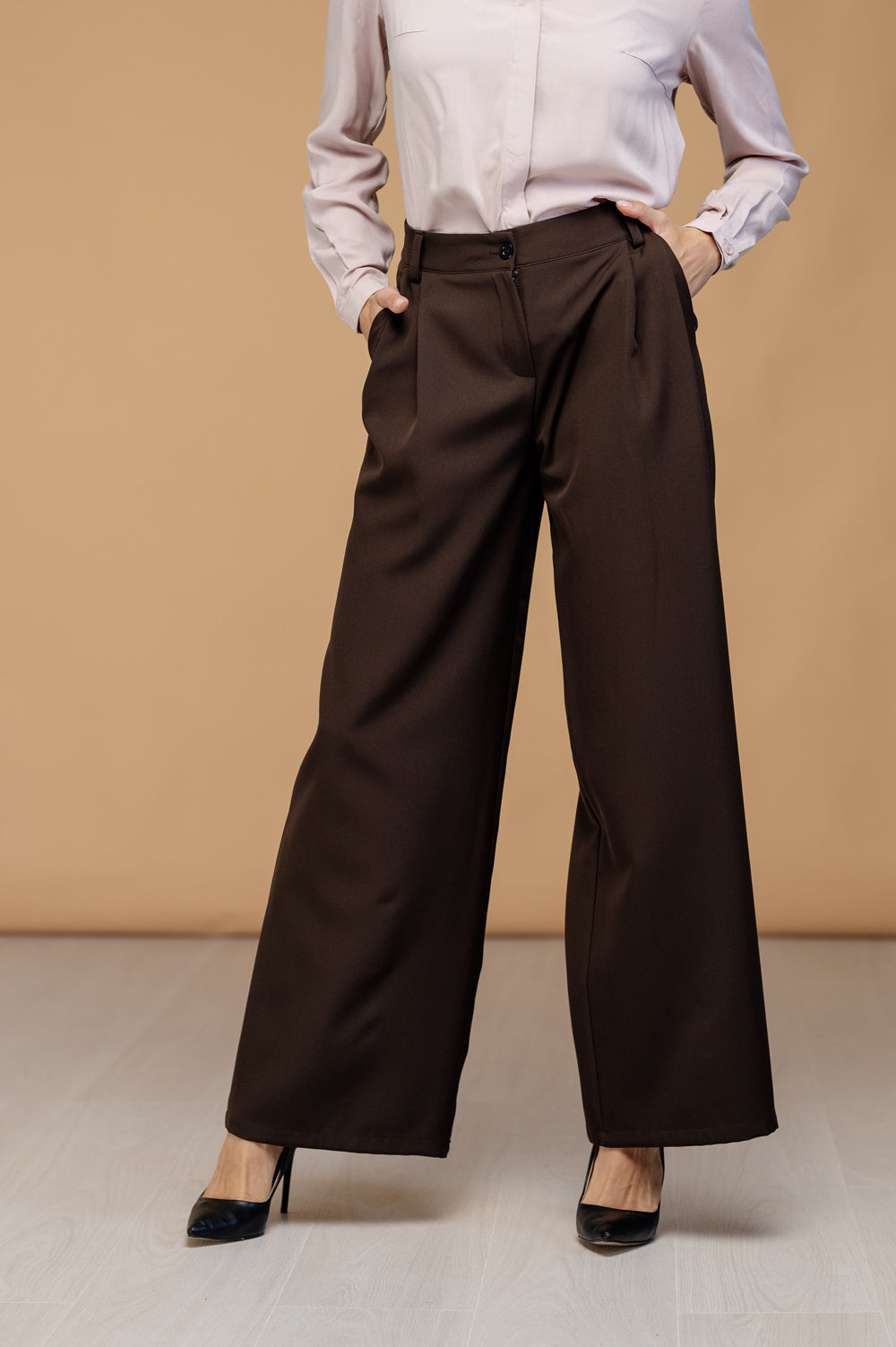 Pantalon large en chocolat