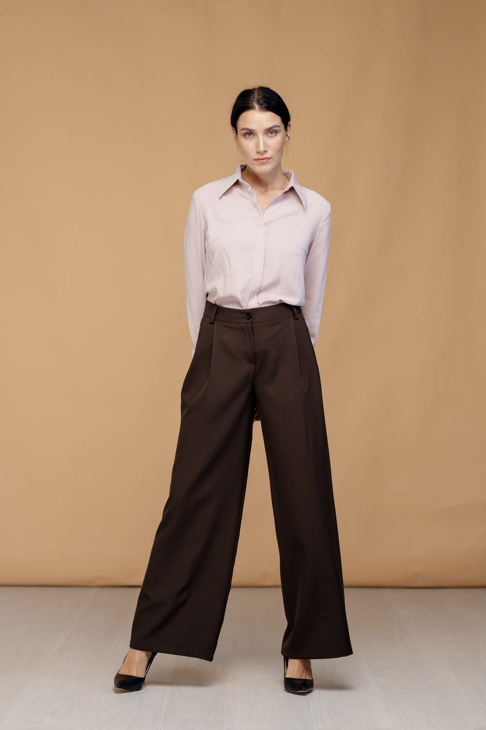 Pantalon large en chocolat