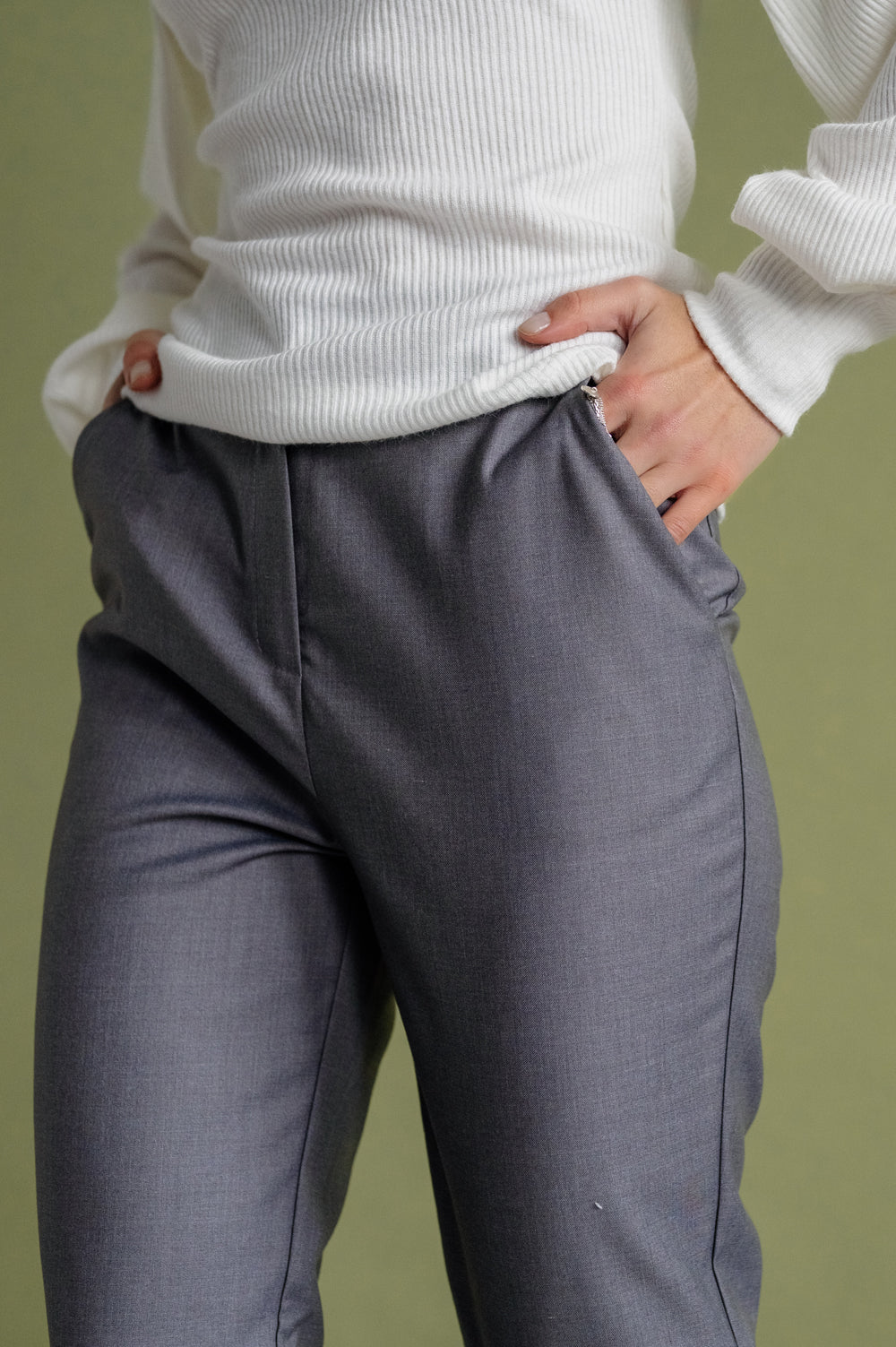 Gray checked trousers