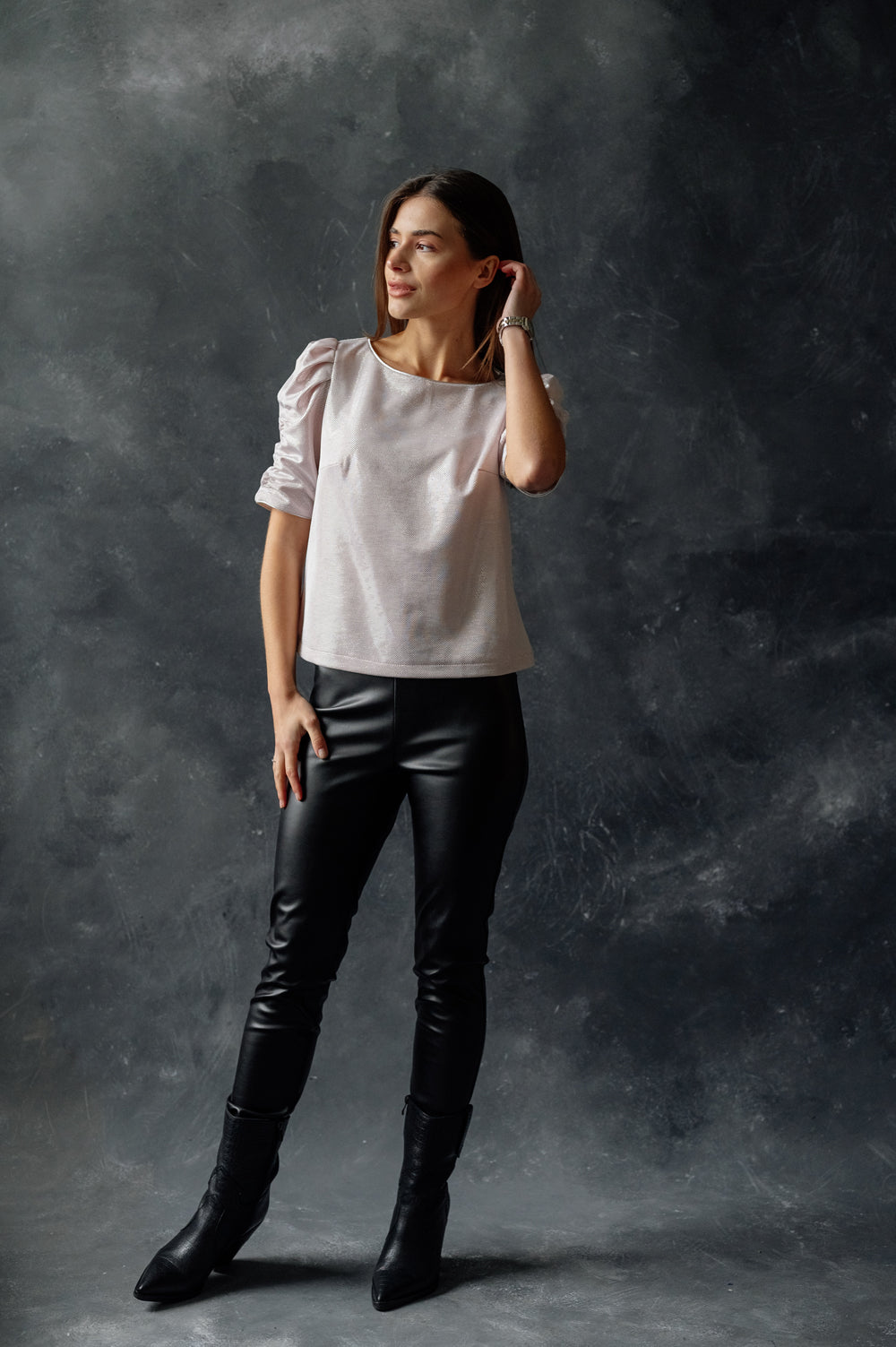 Black leather leggings with fleece