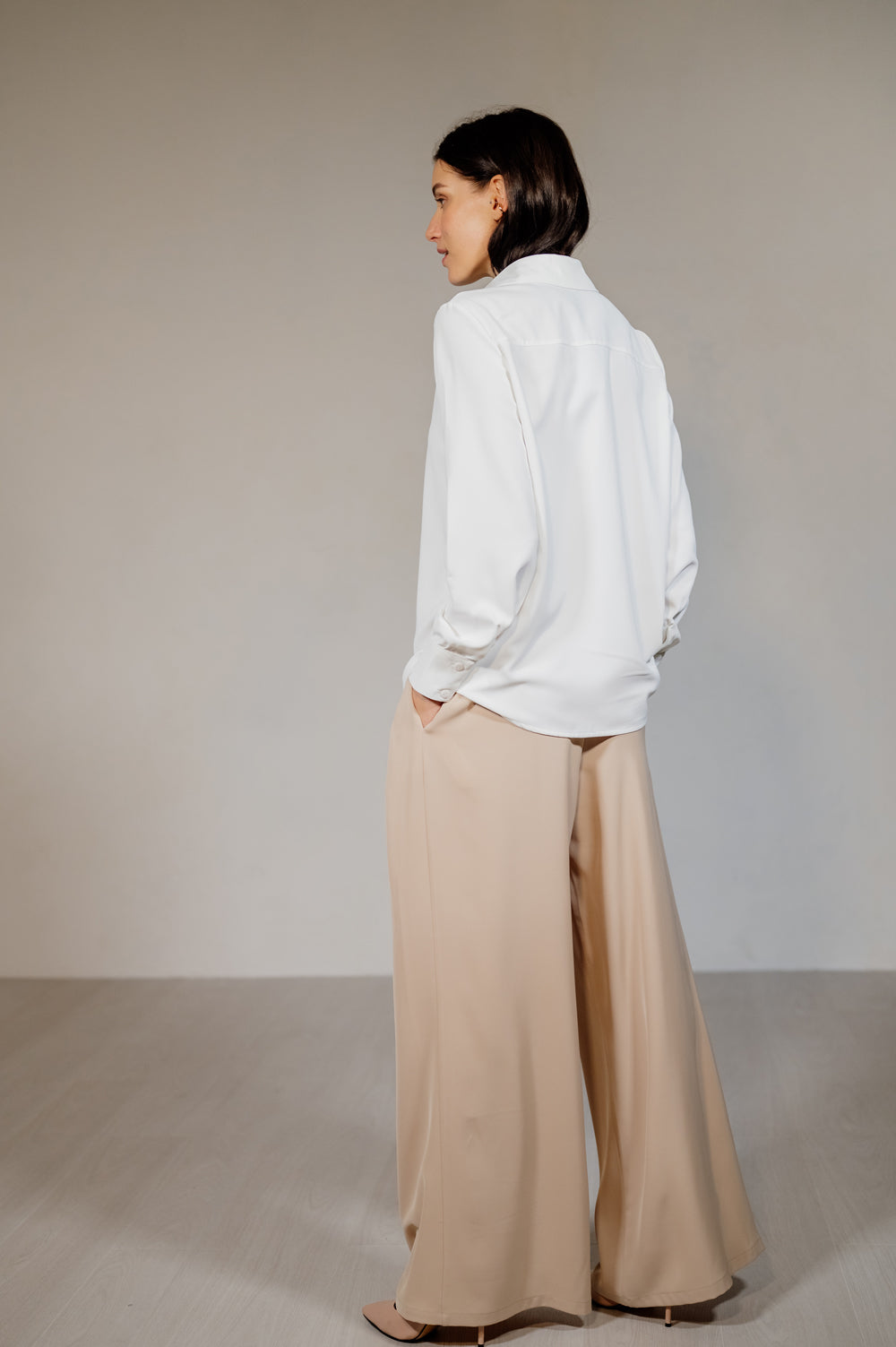 Beige palazzo trousers