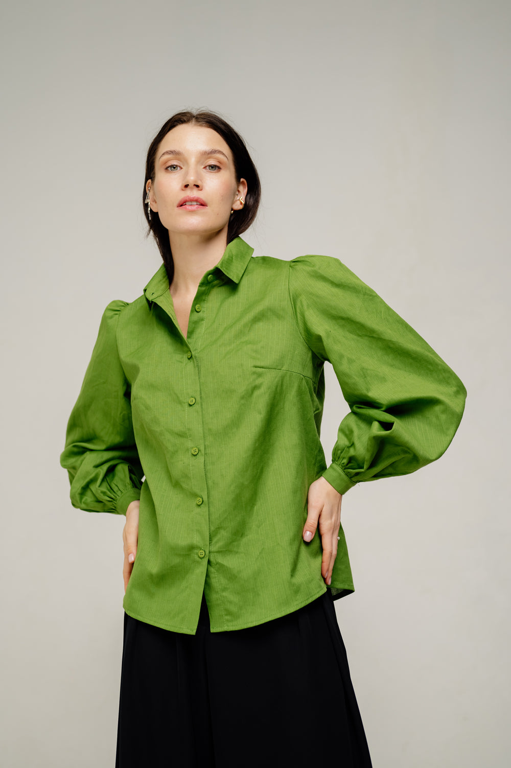 Camicia dritta verde