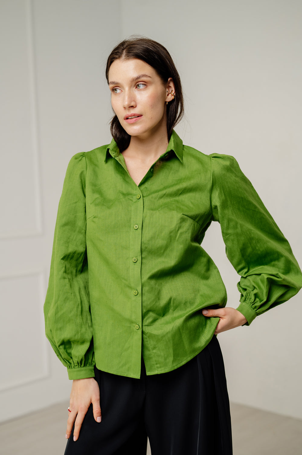 Camicia dritta verde