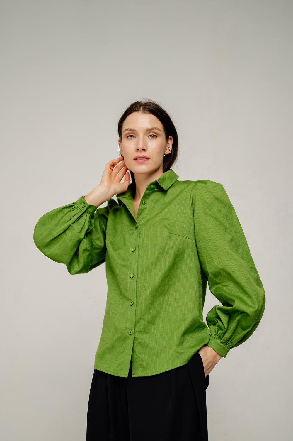 Camicia dritta verde