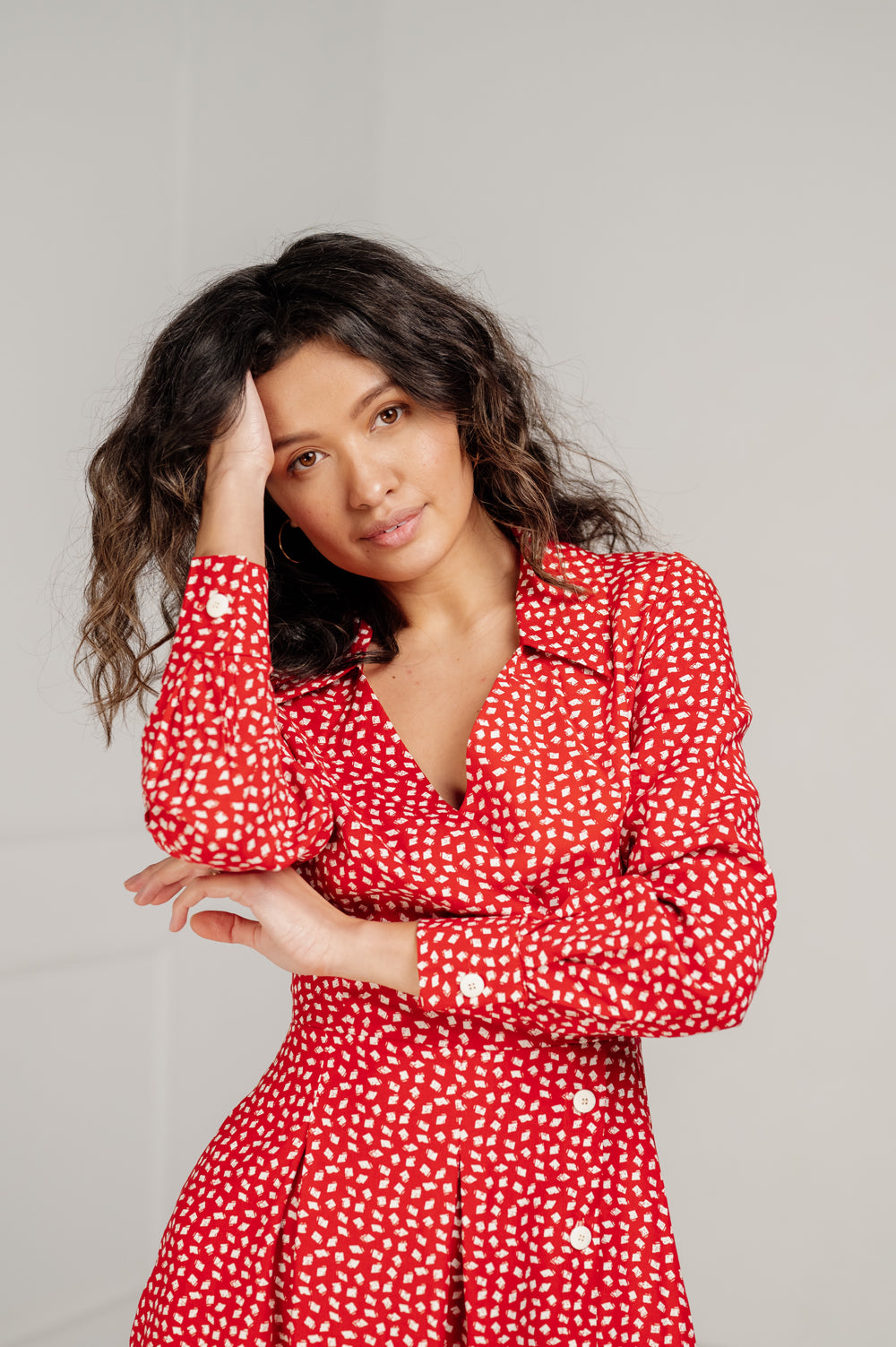 Vestido midi rojo con falda de tenis