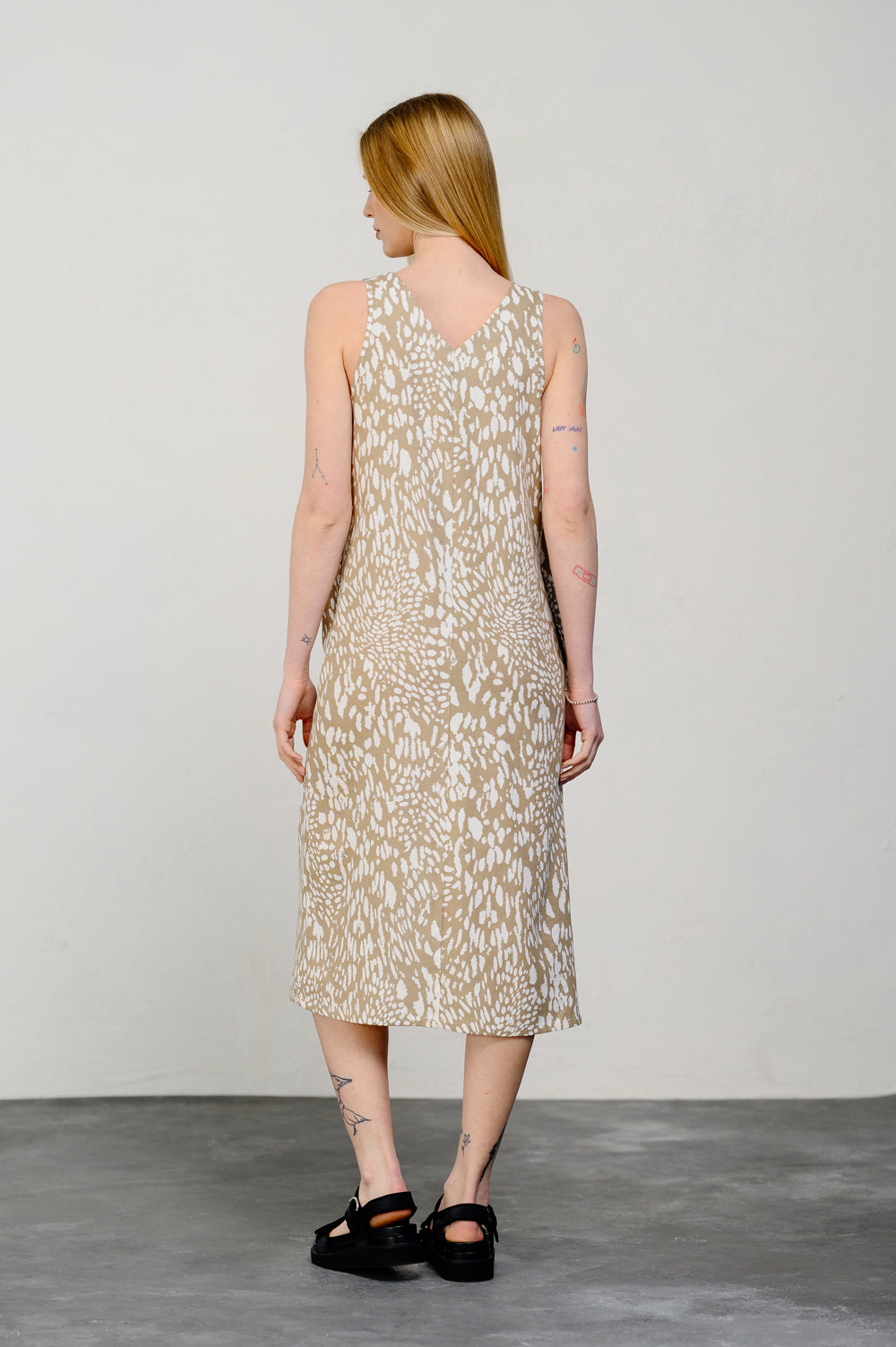 Beige Linen Sleeveless Dress