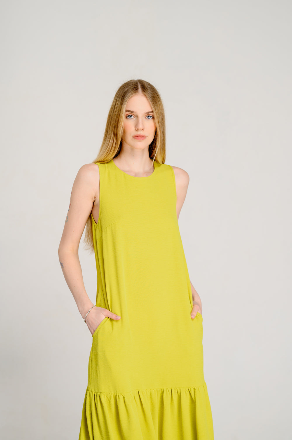 Robe ample sans manches Lime