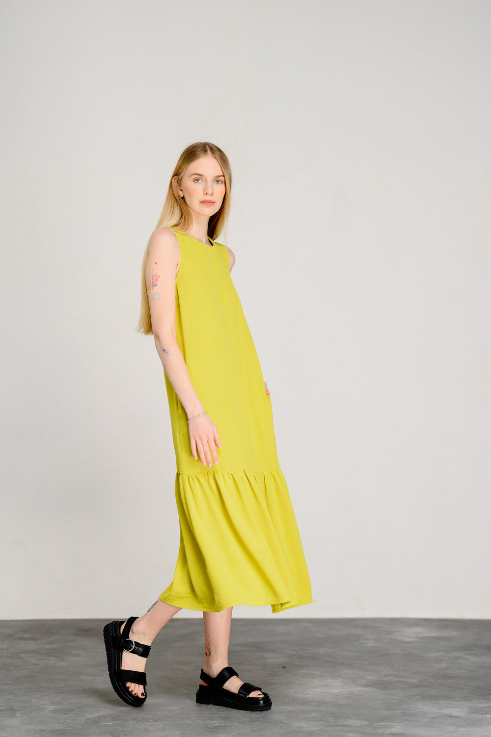 Robe ample sans manches Lime